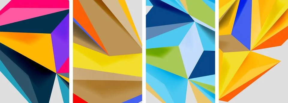 Set of mosaic triangle pattern abstract posters. Vector illustration For Illustrazione stock