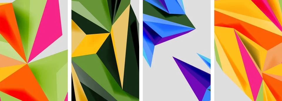 Set of mosaic triangle pattern abstract posters. Vector illustration For Stock Illustration