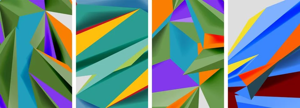 Set of mosaic triangle pattern abstract posters. Vector illustration For Stock Illustration