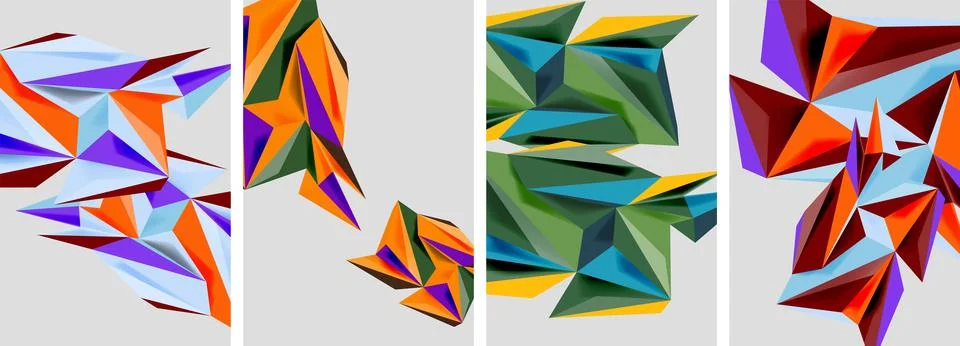 Set of mosaic triangle pattern abstract posters. Vector illustration For Stock Illustration