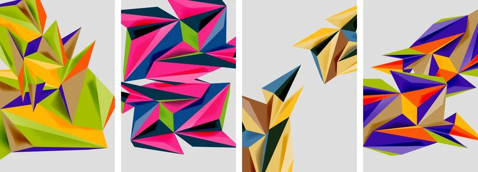 Set of mosaic triangle pattern abstract posters. Vector illustration For Illustrazione stock