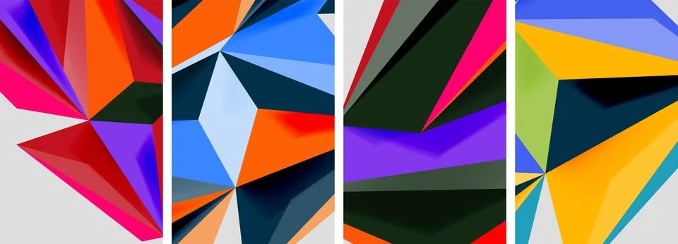 Set of mosaic triangle pattern abstract posters. Vector illustration For Illustrazione stock