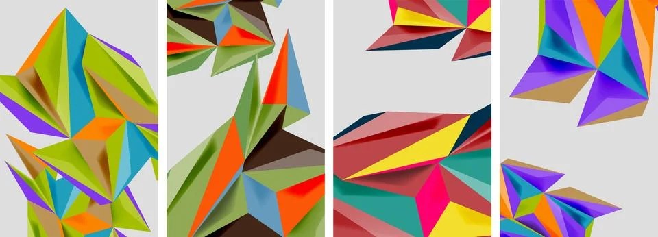 Set of mosaic triangle pattern abstract posters. Vector illustration For Stock Illustration