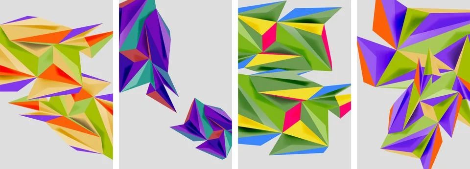 Set of mosaic triangle pattern abstract posters. Vector illustration For Illustrazione stock