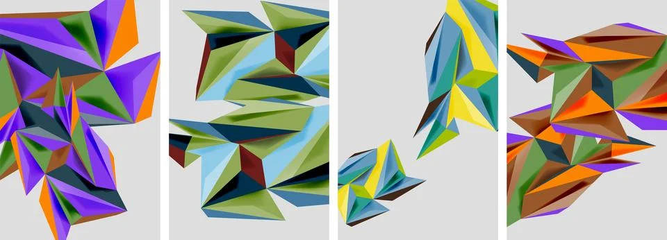 Set of mosaic triangle pattern abstract posters. Vector illustration For Stockillustratie