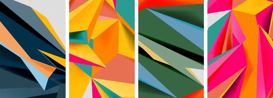 Set of mosaic triangle pattern abstract posters. Vector illustration For Stock Illustration