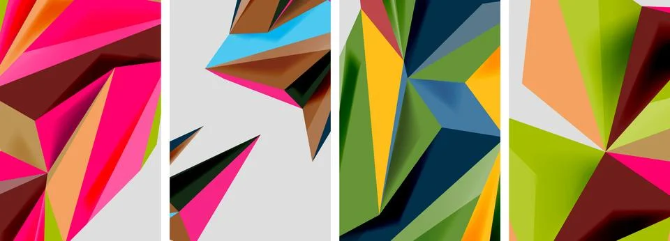 Set of mosaic triangle pattern abstract posters. Vector illustration For Stock Illustration