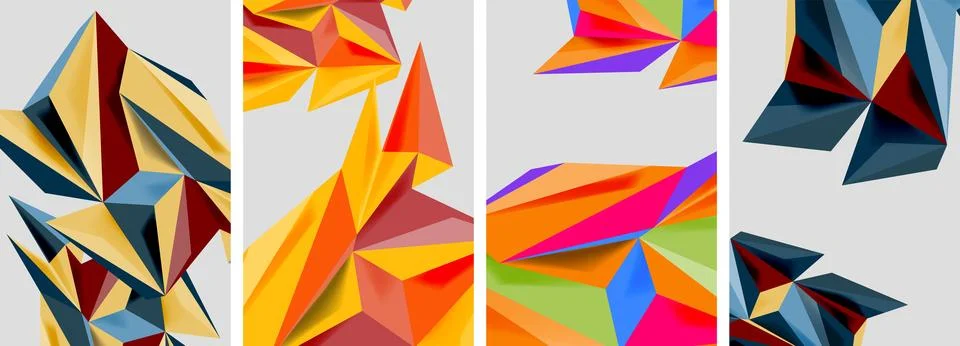 Set of mosaic triangle pattern abstract posters. Vector illustration For Stock Illustration