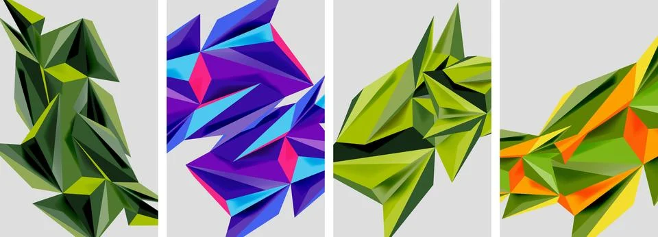 Set of mosaic triangle pattern abstract posters. Vector illustration For Illustrazione stock