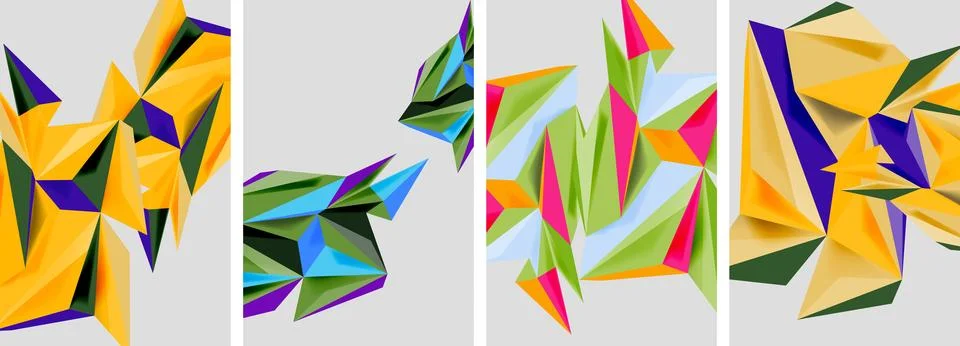 Set of mosaic triangle pattern abstract posters. Vector illustration For Stock Illustration