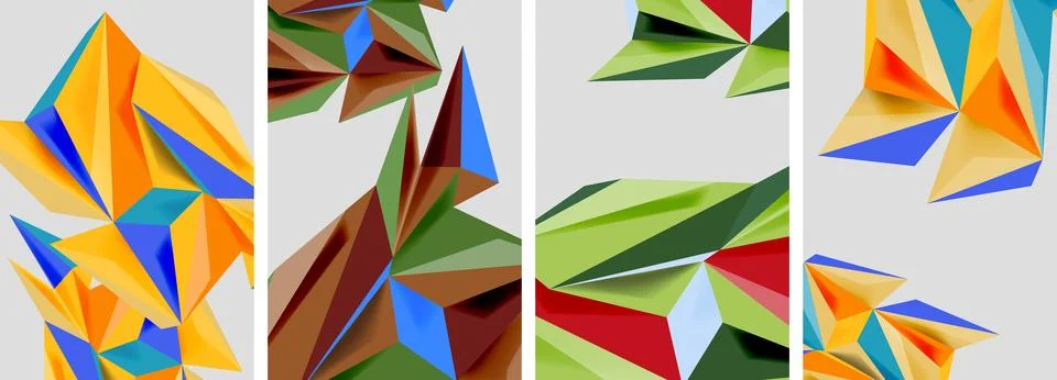 Set of mosaic triangle pattern abstract posters. Vector illustration For 库存插图