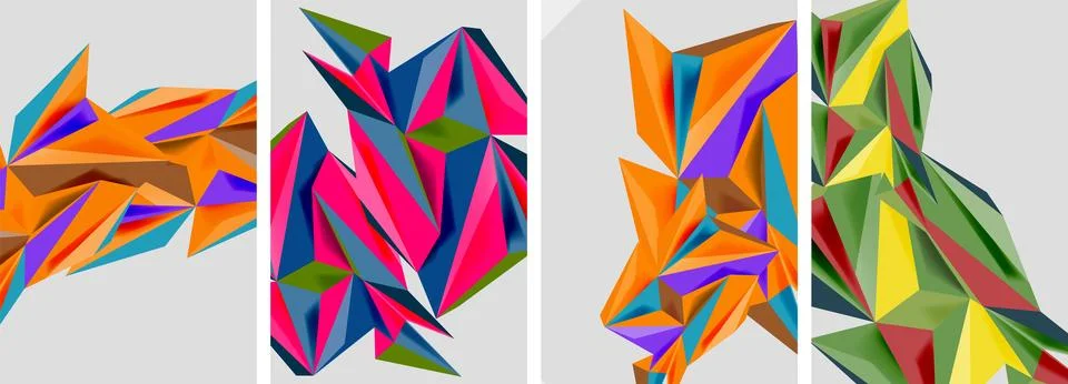 Set of mosaic triangle pattern abstract posters. Vector illustration For Stock Illustration