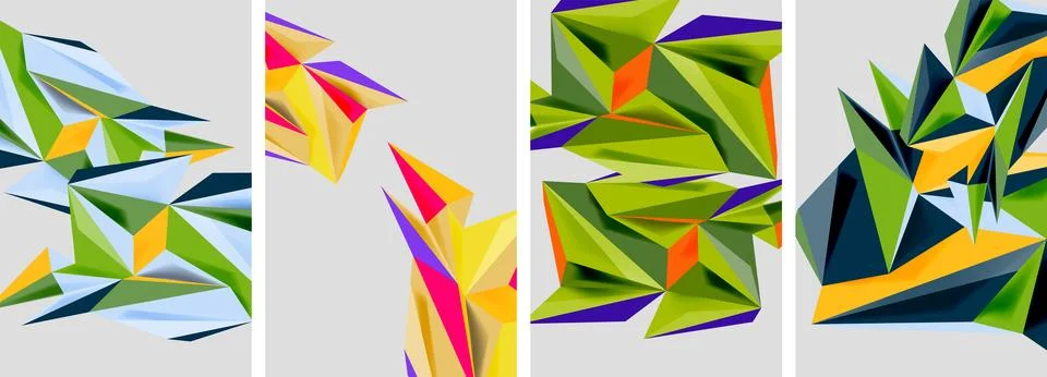 Set of mosaic triangle pattern abstract posters. Vector illustration For Stock Illustration