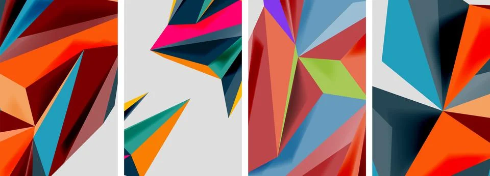 Set of mosaic triangle pattern abstract posters. Vector illustration For Illustrazione stock