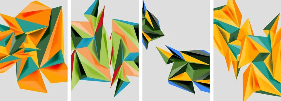 Set of mosaic triangle pattern abstract posters. Vector illustration For Stock Illustration