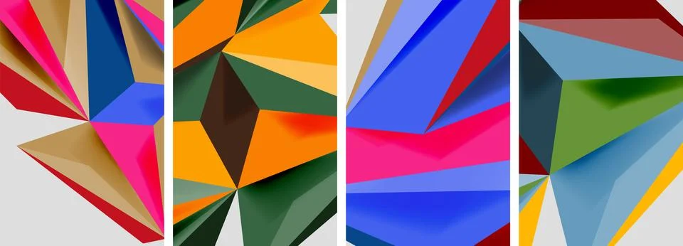 Set of mosaic triangle pattern abstract posters. Vector illustration For Illustrazione stock