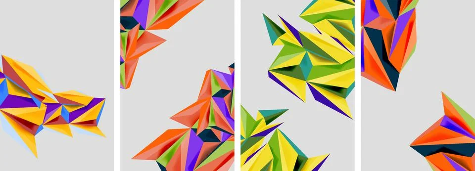 Set of mosaic triangle pattern abstract posters. Vector illustration For Stock Illustration