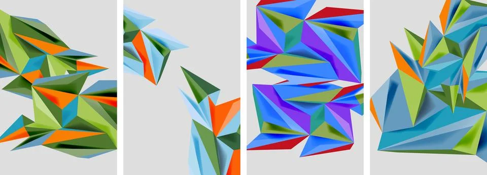 Set of mosaic triangle pattern abstract posters. Vector illustration For 库存插图