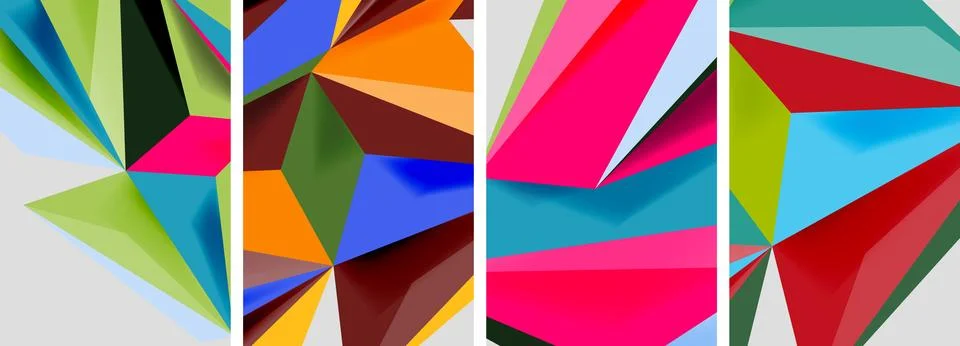 Set of mosaic triangle pattern abstract posters. Vector illustration For Stockillustratie