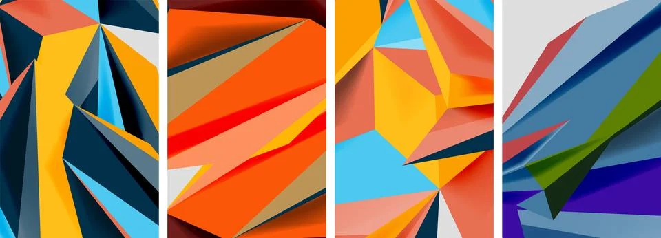 Set of mosaic triangle pattern abstract posters. Vector illustration For イラスト素材
