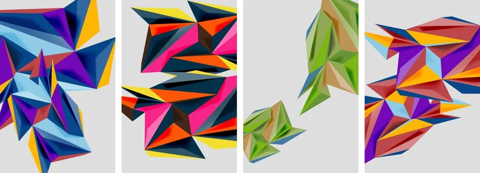 Set of mosaic triangle pattern abstract posters. Vector illustration For Stock Illustration