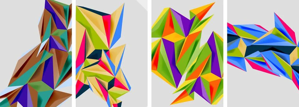 Set of mosaic triangle pattern abstract posters. Vector illustration For Stock Illustration