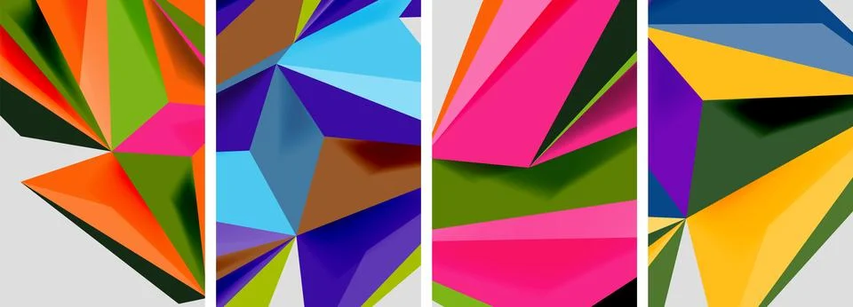 Set of mosaic triangle pattern abstract posters. Vector illustration For Illustrazione stock