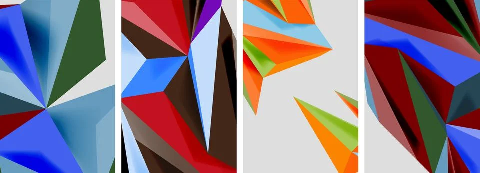 Set of mosaic triangle pattern abstract posters. Vector illustration For Stock Illustration