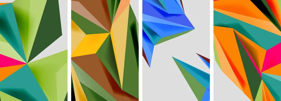 Set of mosaic triangle pattern abstract posters. Vector illustration For Illustrazione stock