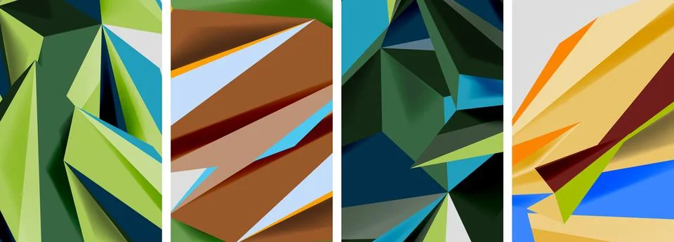 Set of mosaic triangle pattern abstract posters. Vector illustration For Illustrazione stock