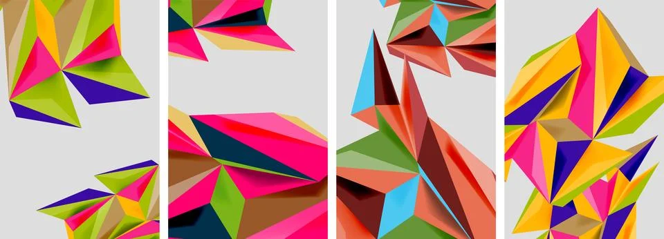 Set of mosaic triangle pattern abstract posters. Vector illustration For Stock Illustration