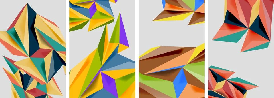 Set of mosaic triangle pattern abstract posters. Vector illustration For Stock Illustration