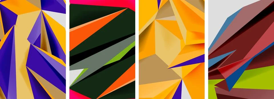 Set of mosaic triangle pattern abstract posters. Vector illustration For Stock Illustration