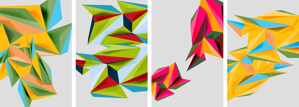Set of mosaic triangle pattern abstract posters. Vector illustration For Stock Illustration