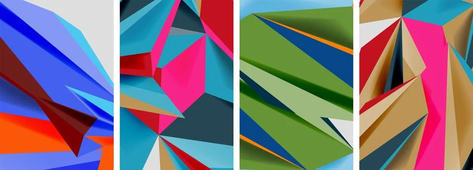 Set of mosaic triangle pattern abstract posters. Vector illustration For Stock Illustration
