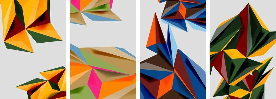 Set of mosaic triangle pattern abstract posters. Vector illustration For Illustrazione stock