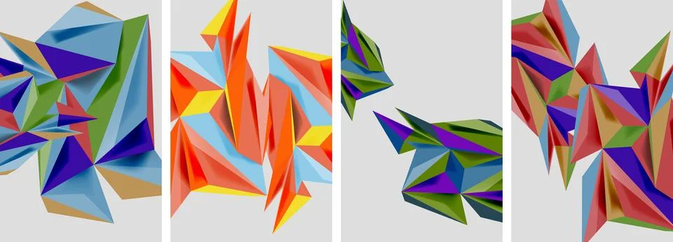 Set of mosaic triangle pattern abstract posters. Vector illustration For Stock Illustration