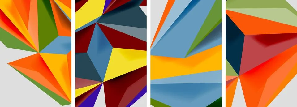 Set of mosaic triangle pattern abstract posters. Vector illustration For Stock Illustration