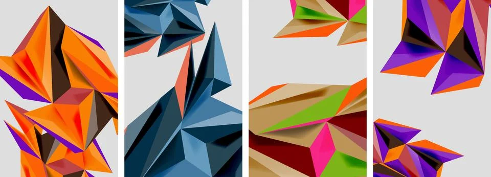 Set of mosaic triangle pattern abstract posters. Vector illustration For Stock Illustration