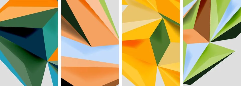 Set of mosaic triangle pattern abstract posters. Vector illustration For Illustrazione stock