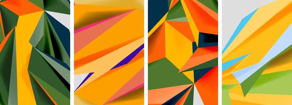 Set of mosaic triangle pattern abstract posters. Vector illustration For Stock Illustration