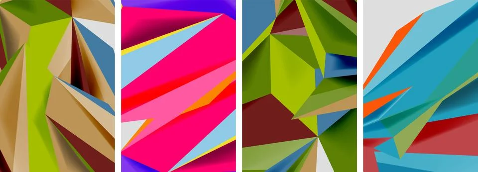 Set of mosaic triangle pattern abstract posters. Vector illustration For Illustrazione stock