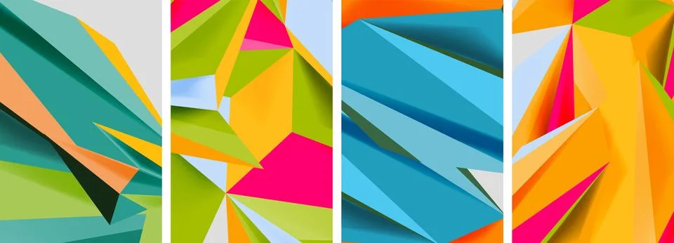 Set of mosaic triangle pattern abstract posters. Vector illustration For 库存插图