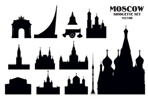 Set of Moscow landmarks Stock Illustration