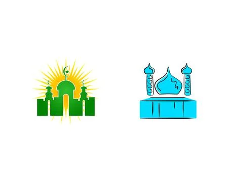 Set of Mosque Logo Template Design Vector Stock Illustration