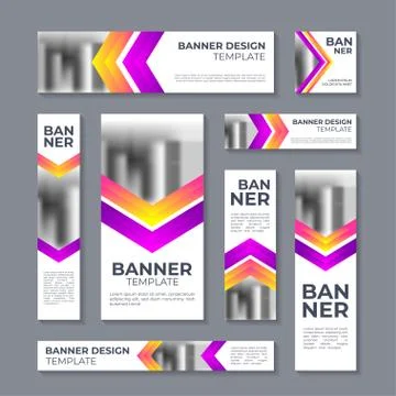 Set of most effective web banner sizes, layout background design corporate ge Stock Illustration