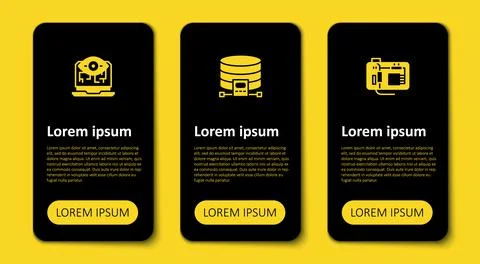 Set Motherboard, Cloud database and Computer vision. Business infographic tem 스톡 일러스트