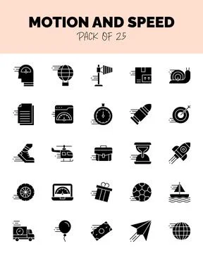 Set of Motion and Speed Glyph icons for logo &amp; web. Vector illustration Stock Illustration