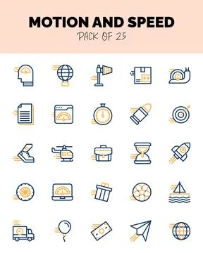 Set of Motion and Speed Two Color icons for logo &amp; web. Vector illustration Stock Illustration