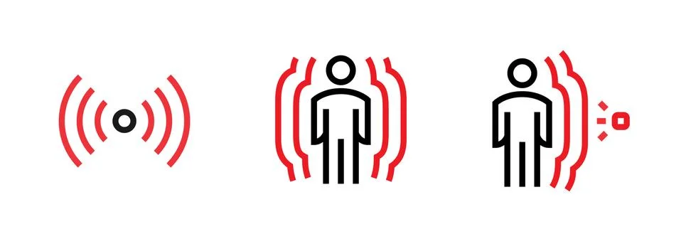 Set motion sensor concept icons. Editable Line Vector. Stock Illustration